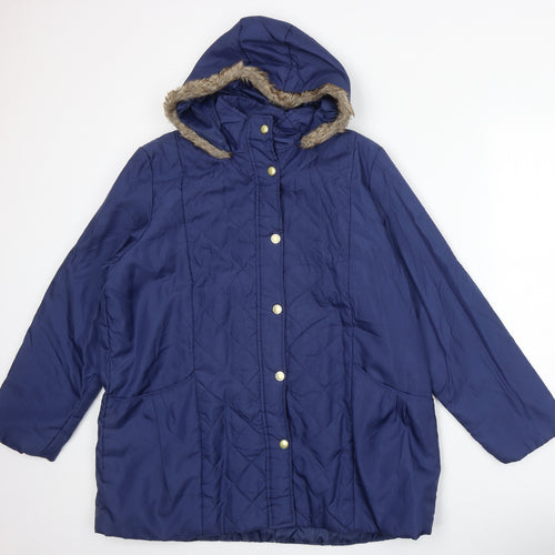 Anne De Lancay Womens Blue Jacket Size L Snap