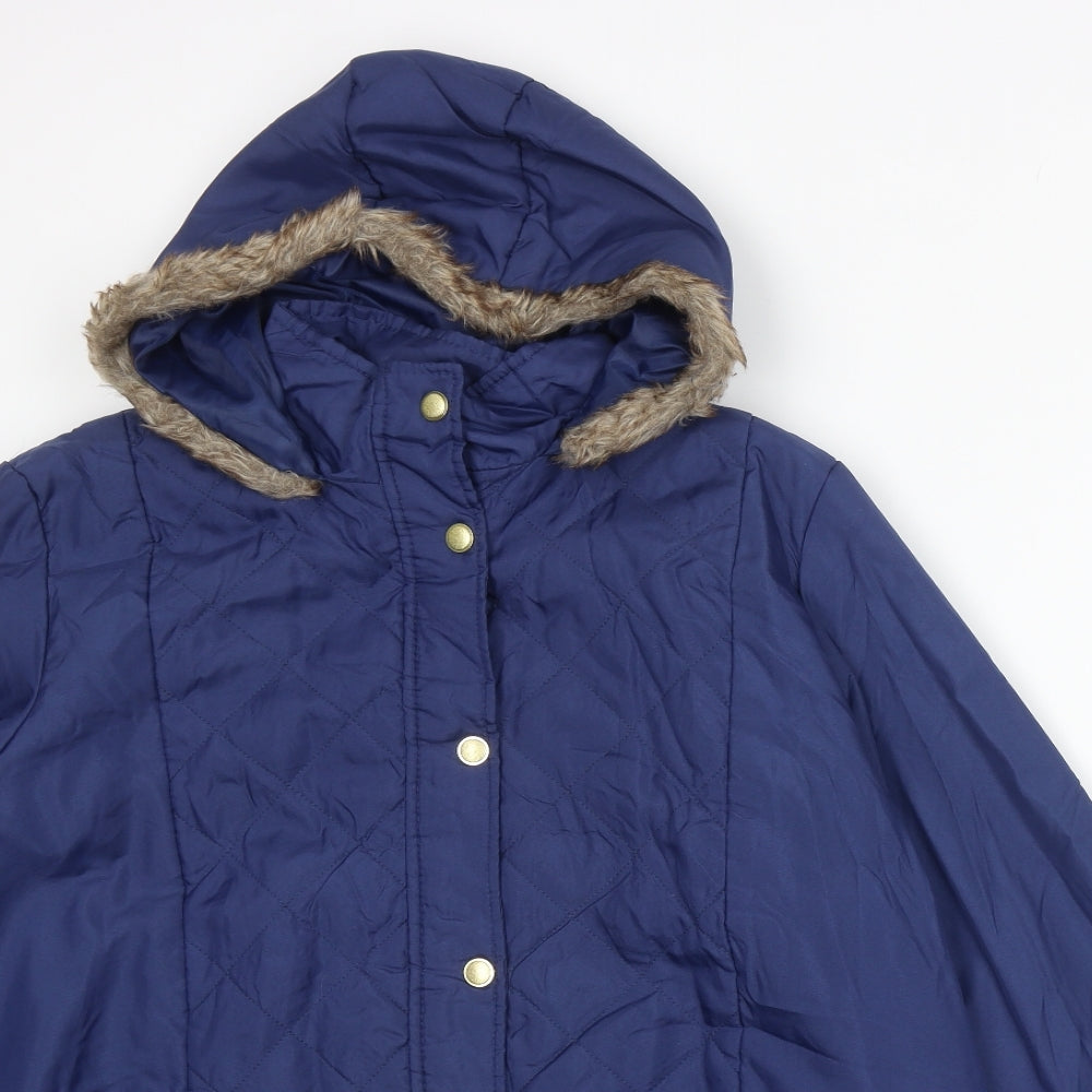 Anne De Lancay Womens Blue Jacket Size L Snap