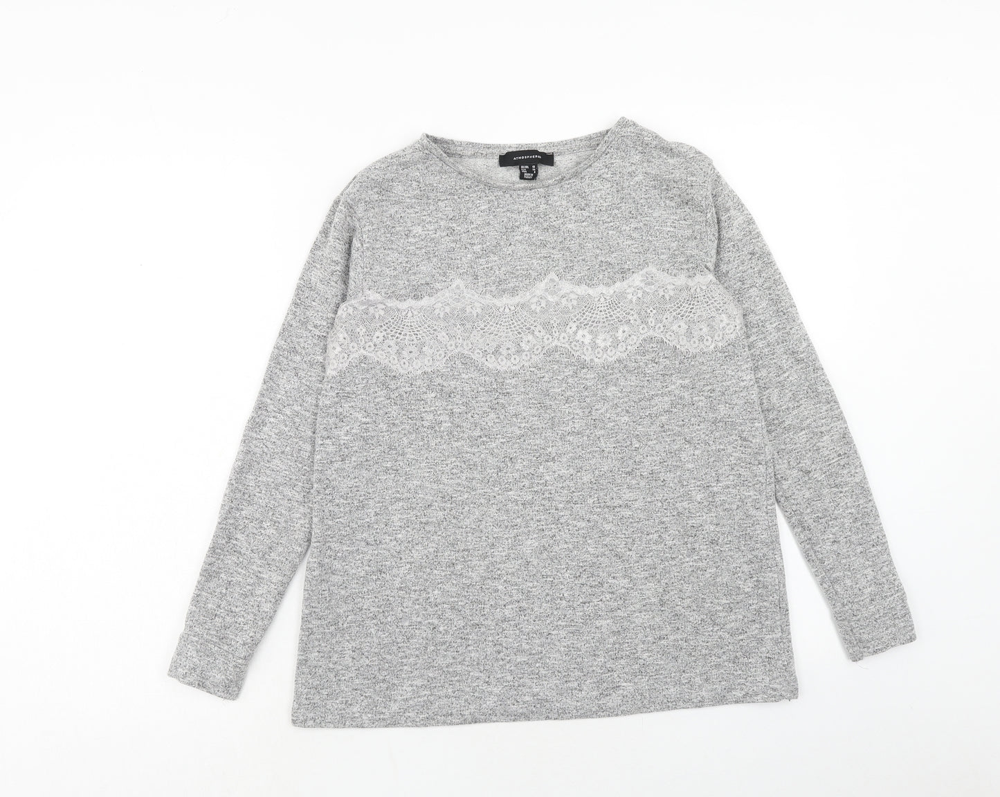 Atmoshere Womens Grey Round Neck Polyester Pullover Jumper Size 10