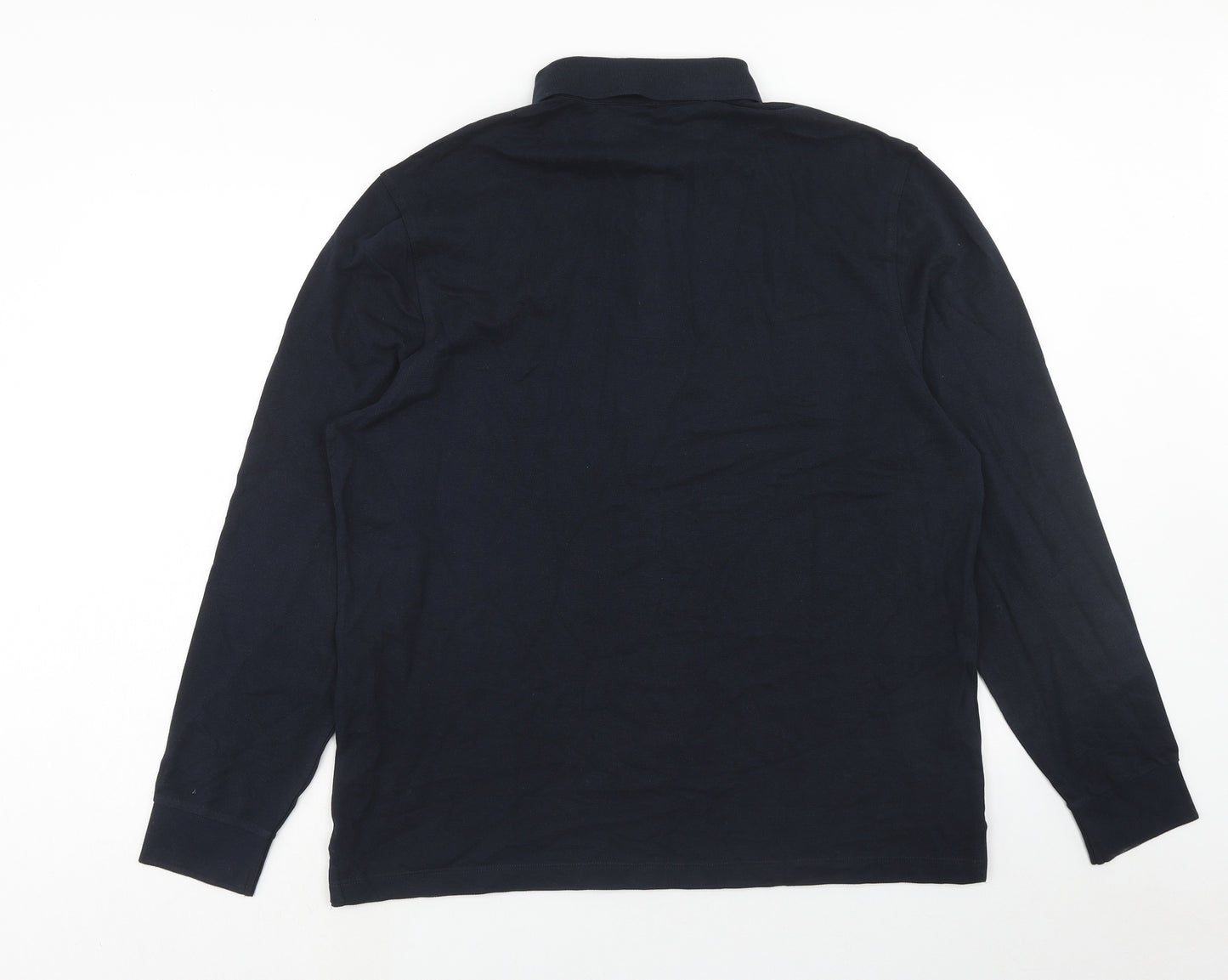 Marks and Spencer Mens Blue Cotton Polo Size XL Collared Button