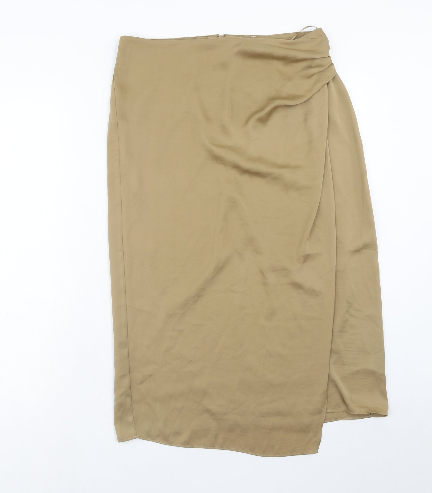Marks and Spencer Womens Brown Polyester A-Line Skirt Size 12 Zip