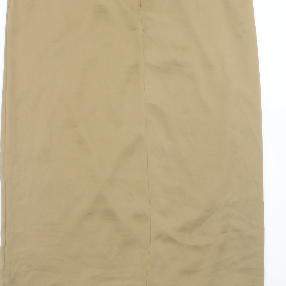 Marks and Spencer Womens Brown Polyester A-Line Skirt Size 12 Zip