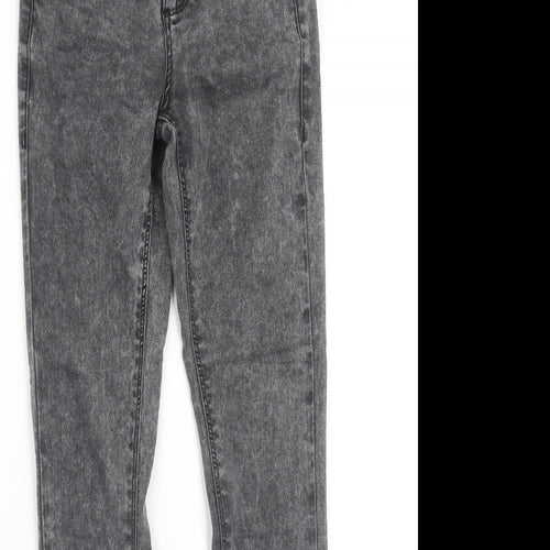 Topshop Womens Grey Cotton Skinny Jeans Size 24 L28 in Regular Zip