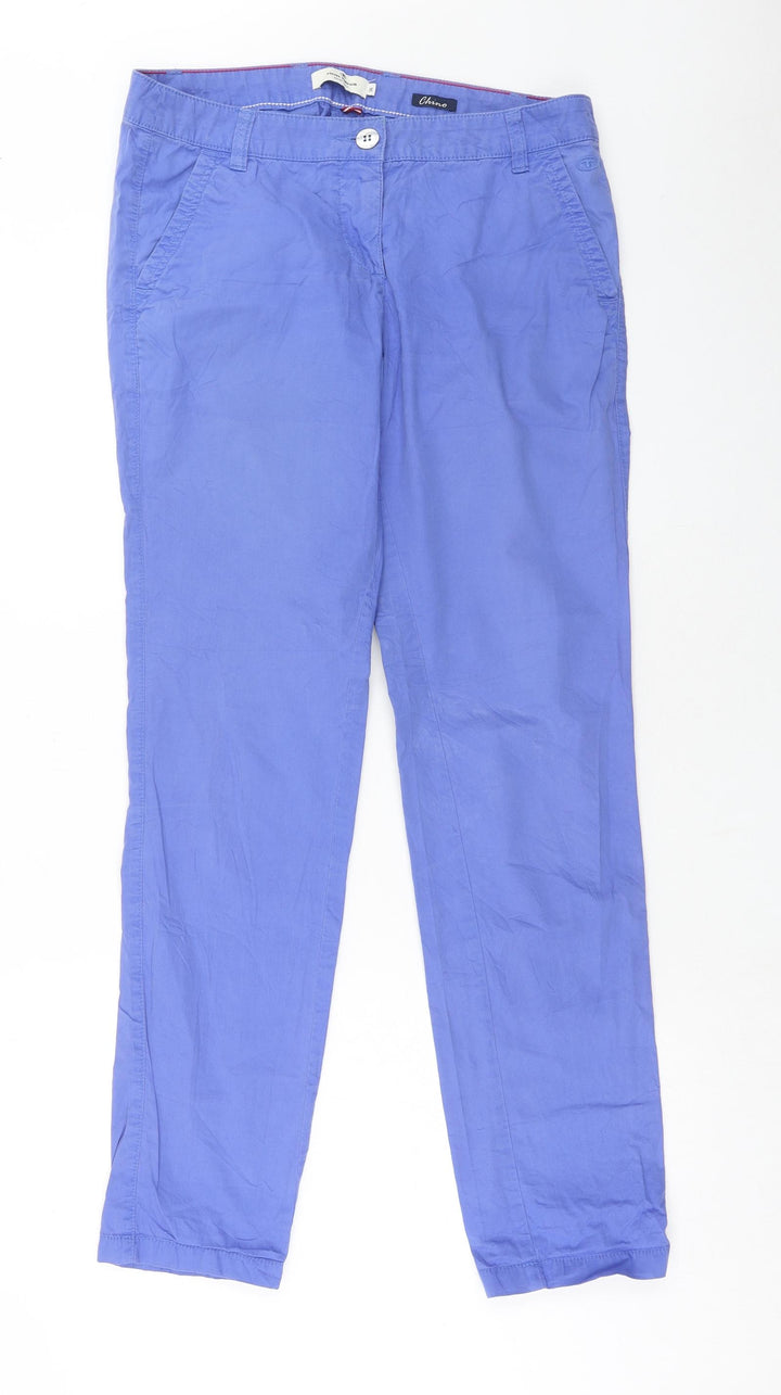 TOM TAILOR Womens Purple Cotton Chino Trousers Size 8 Regular Zip