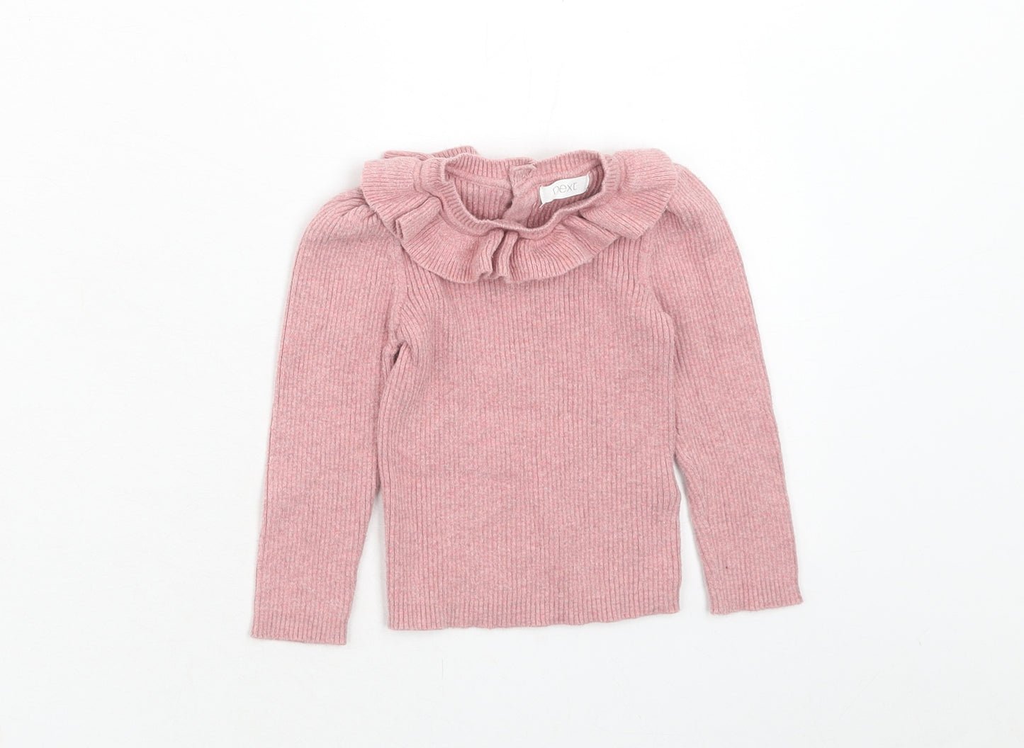 NEXT Girls Pink Cotton Basic T-Shirt Size 6-9 Months Round Neck Button