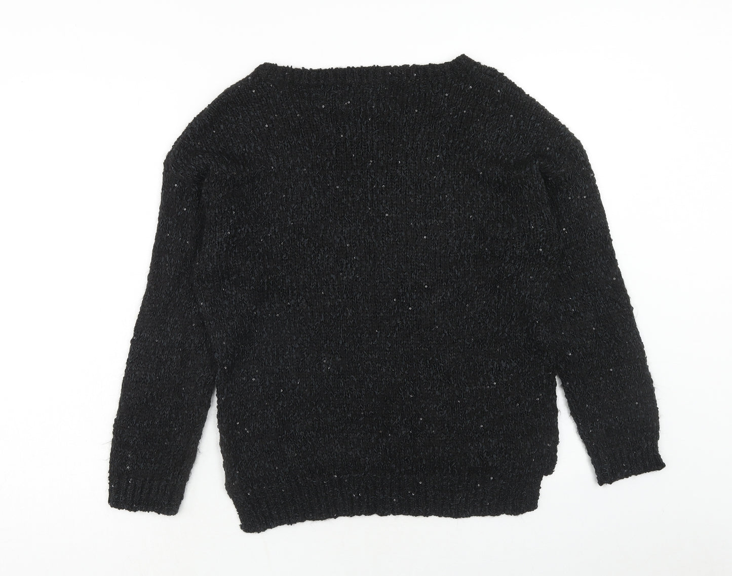 George Womens Black Round Neck Acrylic Pullover Jumper Size 14
