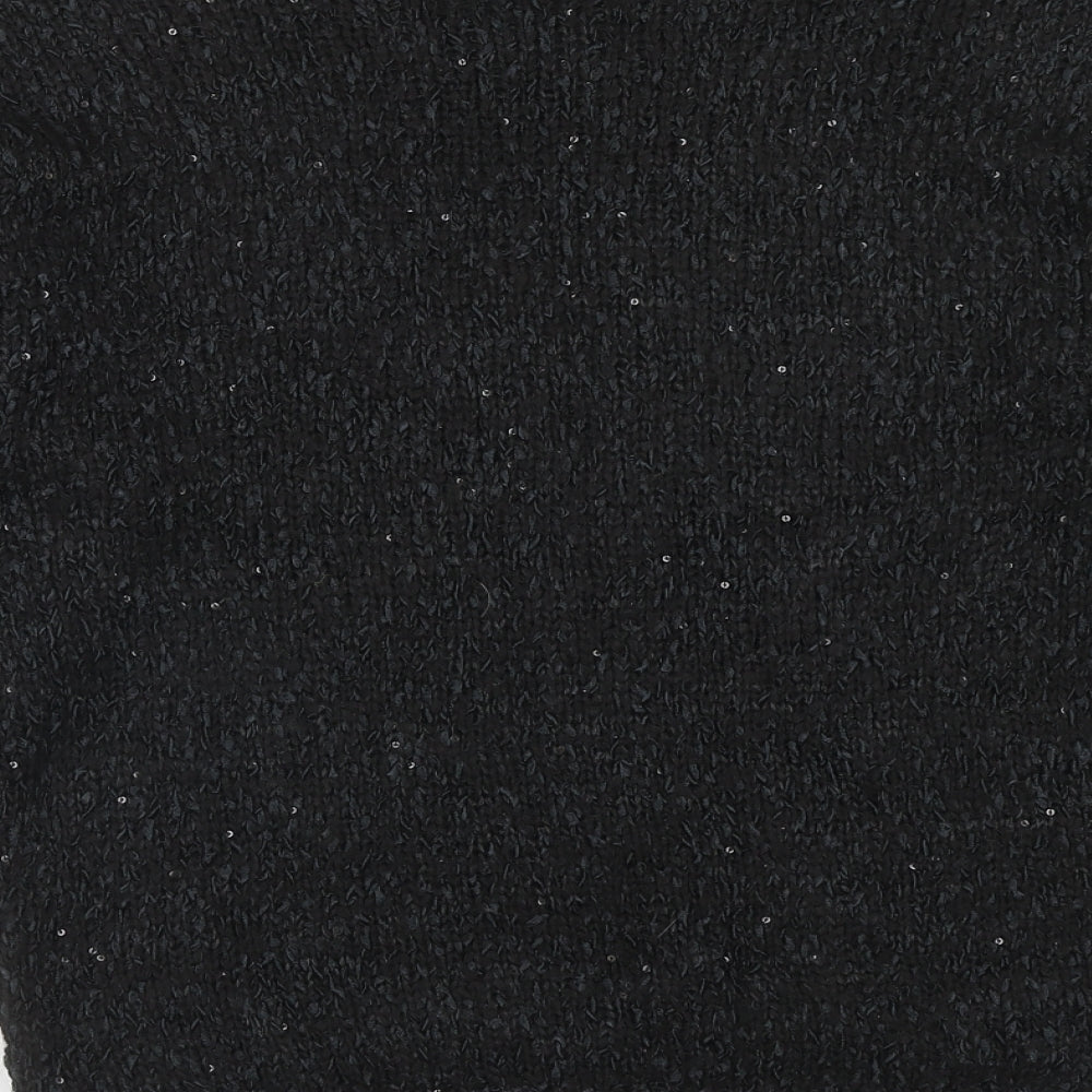 George Womens Black Round Neck Acrylic Pullover Jumper Size 14
