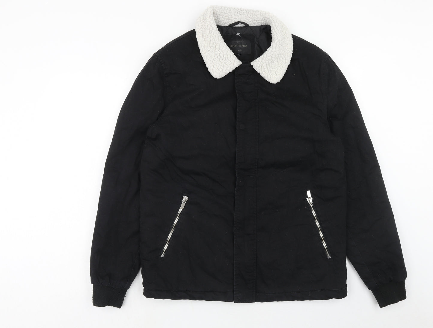 River Island Mens Black Jacket Size M Zip