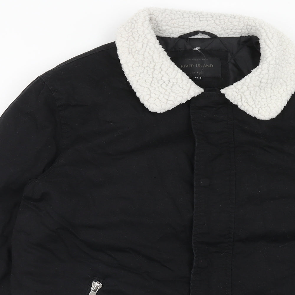 River Island Mens Black Jacket Size M Zip