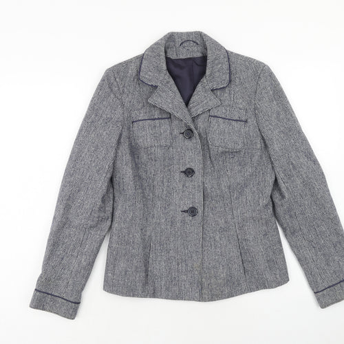 Preworn Womens Blue Check Wool Jacket Blazer Size 12