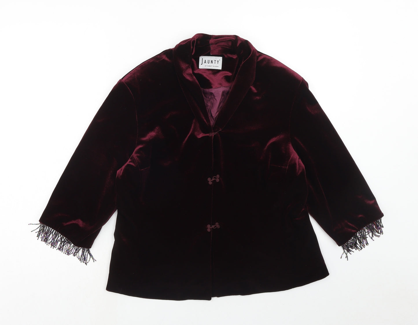 Ronit Zilkha Womens Red Kimono Blazer Size 16 Hook & Eye