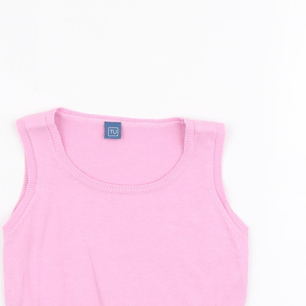 TU Girls Pink Cotton Pullover Tank Size 3-4 Years Round Neck Pullover