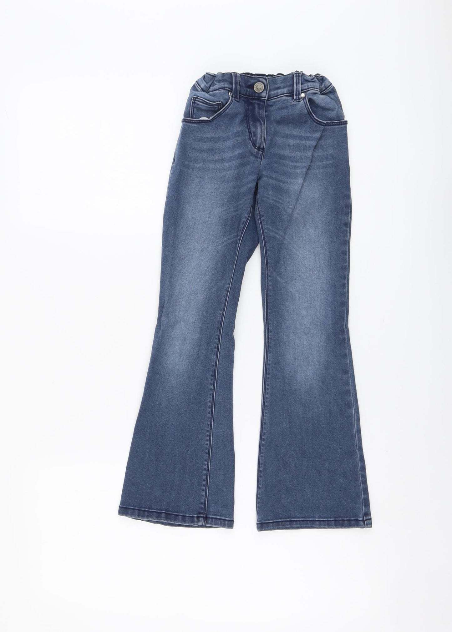 United Colors of Benetton Girls Blue Cotton Flared Jeans Size 7-8 Years Regular Button