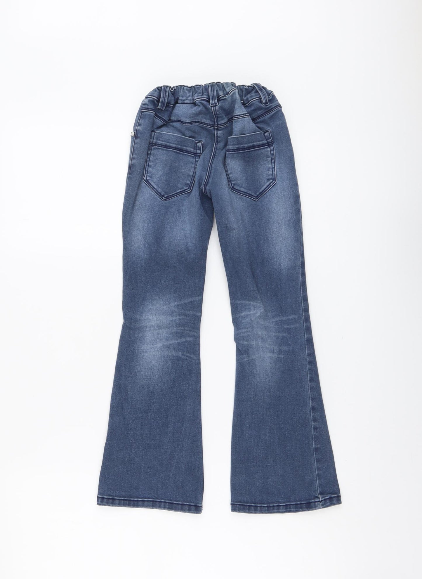 United Colors of Benetton Girls Blue Cotton Flared Jeans Size 7-8 Years Regular Button