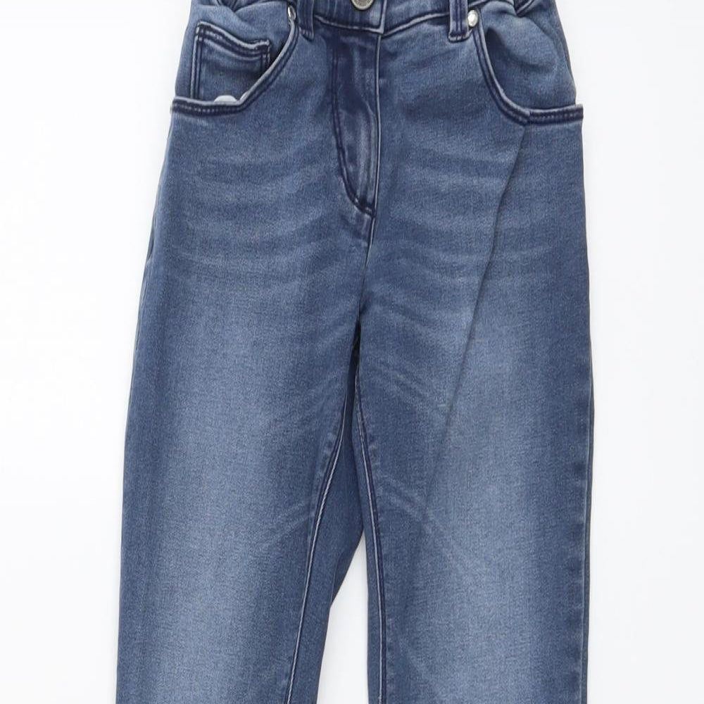 United Colors of Benetton Girls Blue Cotton Flared Jeans Size 7-8 Years Regular Button