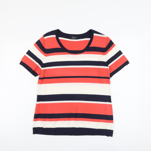 Papaya Womens Multicoloured Scoop Neck Striped Acrylic Pullover Jumper Size 12