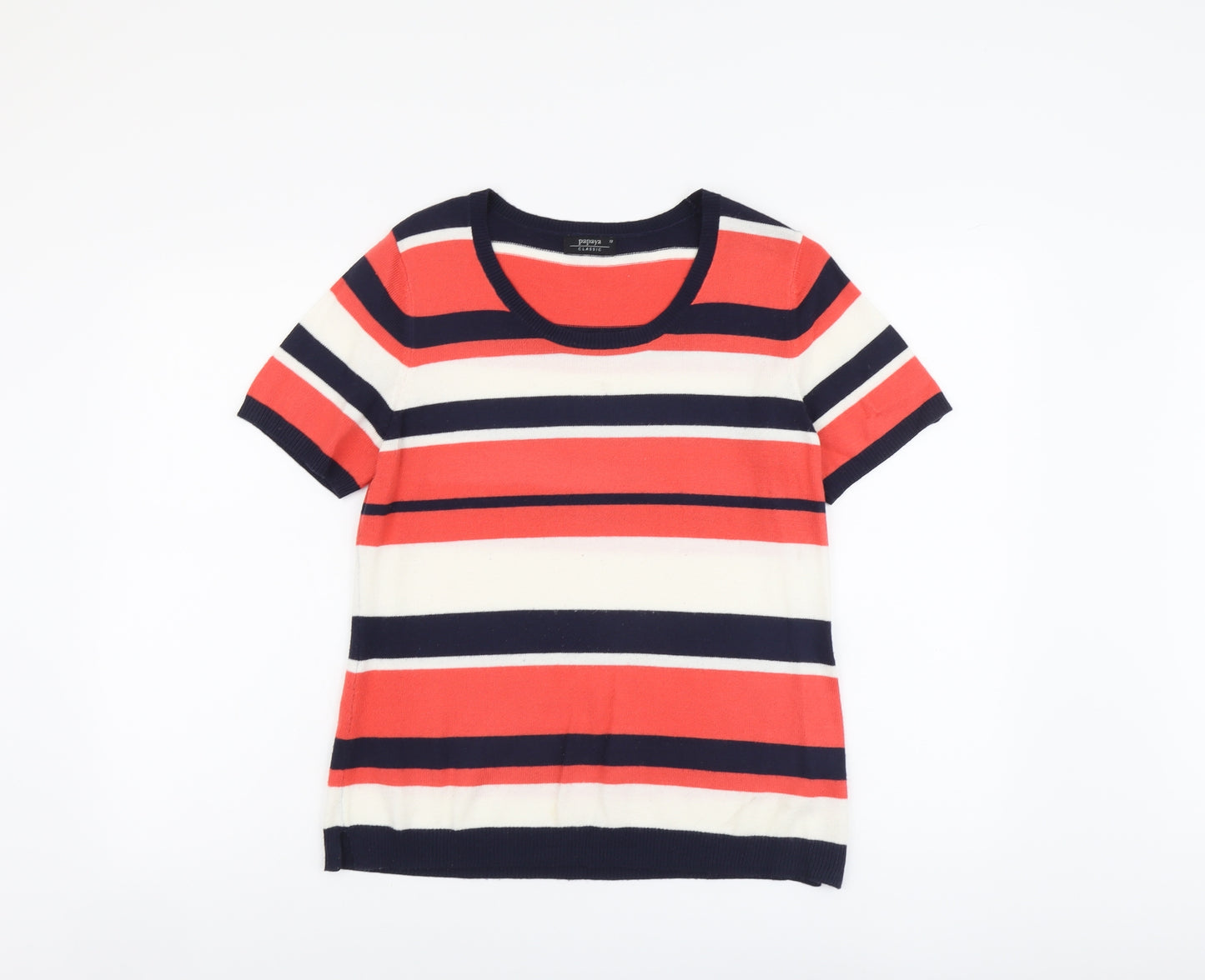 Papaya Womens Multicoloured Scoop Neck Striped Acrylic Pullover Jumper Size 12