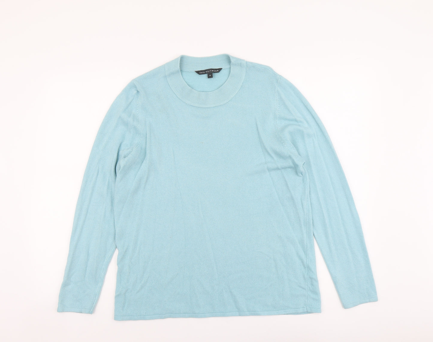 Bonmarché Womens Blue Round Neck Acrylic Pullover Jumper Size 16