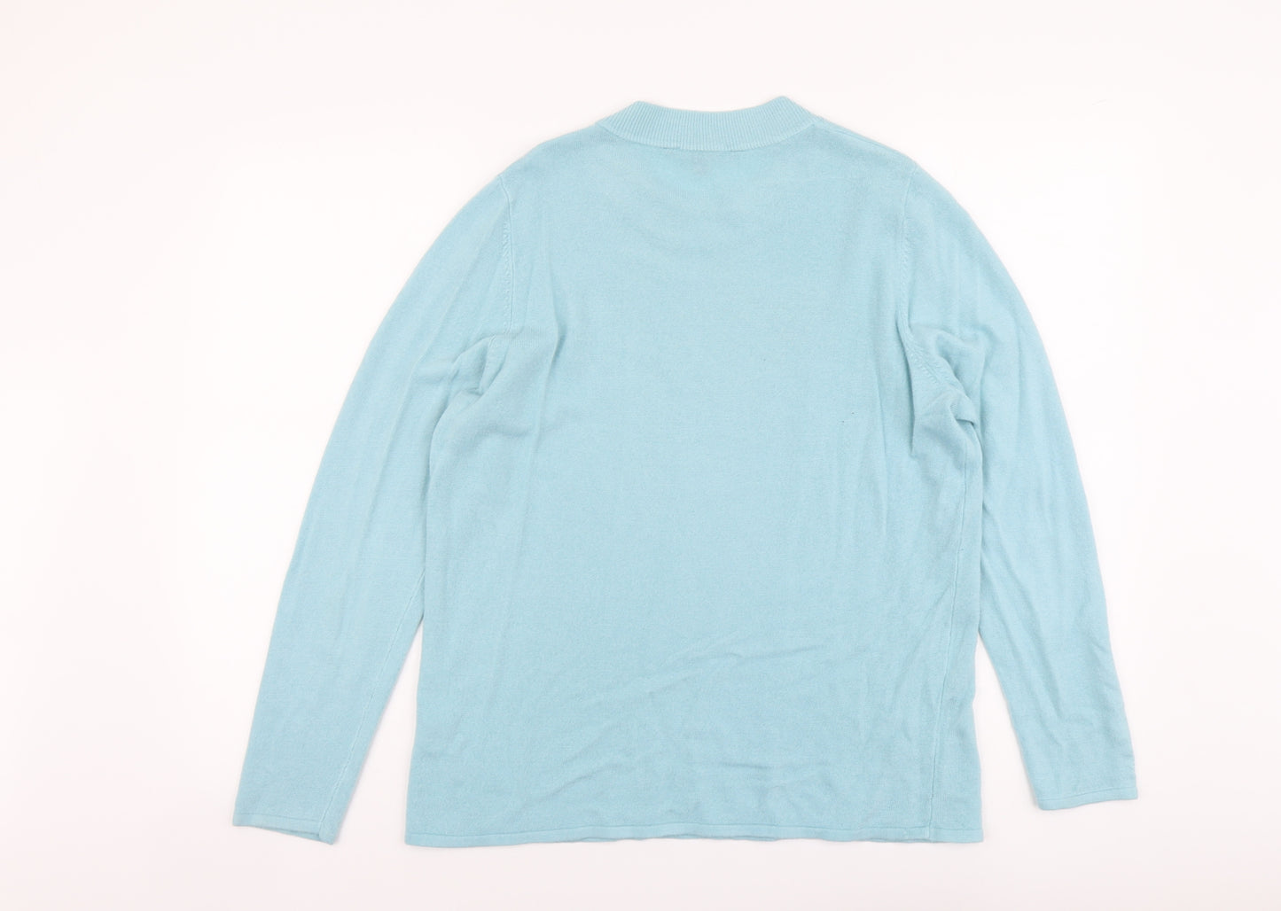 Bonmarché Womens Blue Round Neck Acrylic Pullover Jumper Size 16