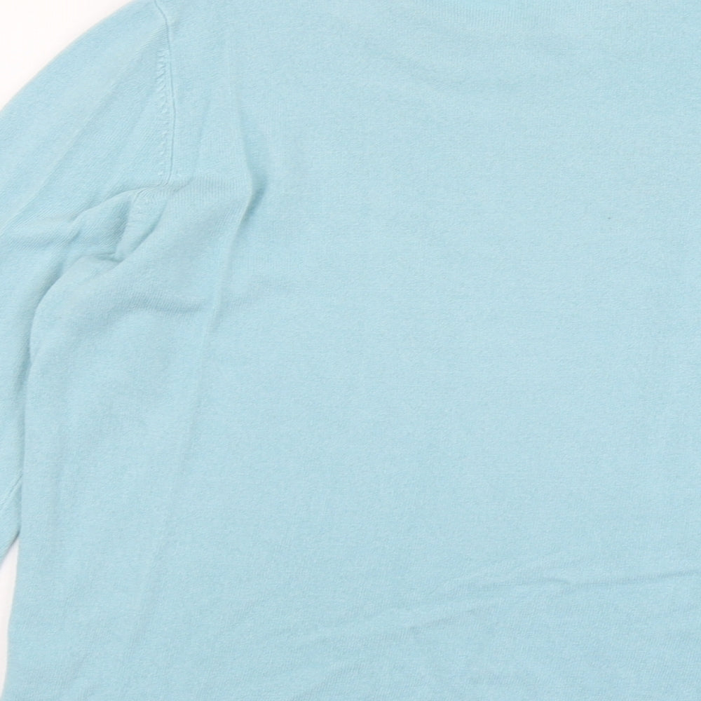 Bonmarché Womens Blue Round Neck Acrylic Pullover Jumper Size 16