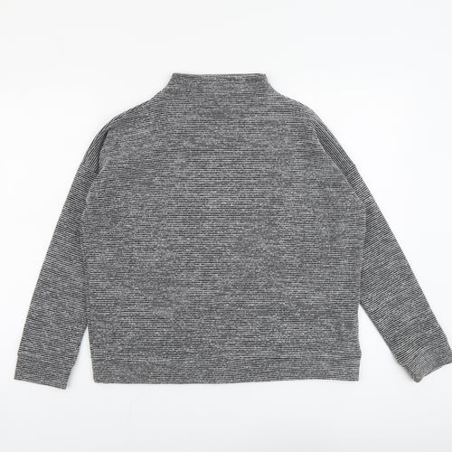 New Look Womens Grey High Neck Striped Polyester Pullover Jumper Size S