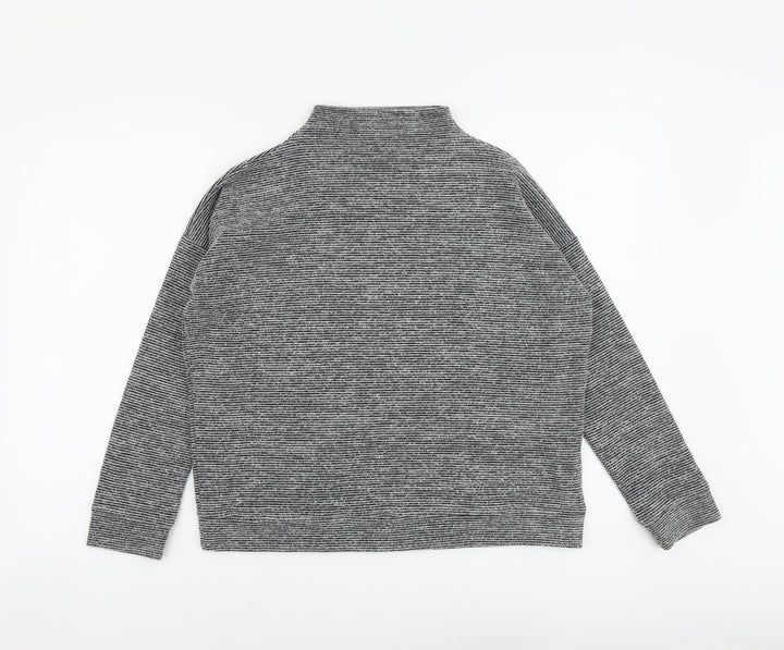 New Look Womens Grey High Neck Striped Polyester Pullover Jumper Size S