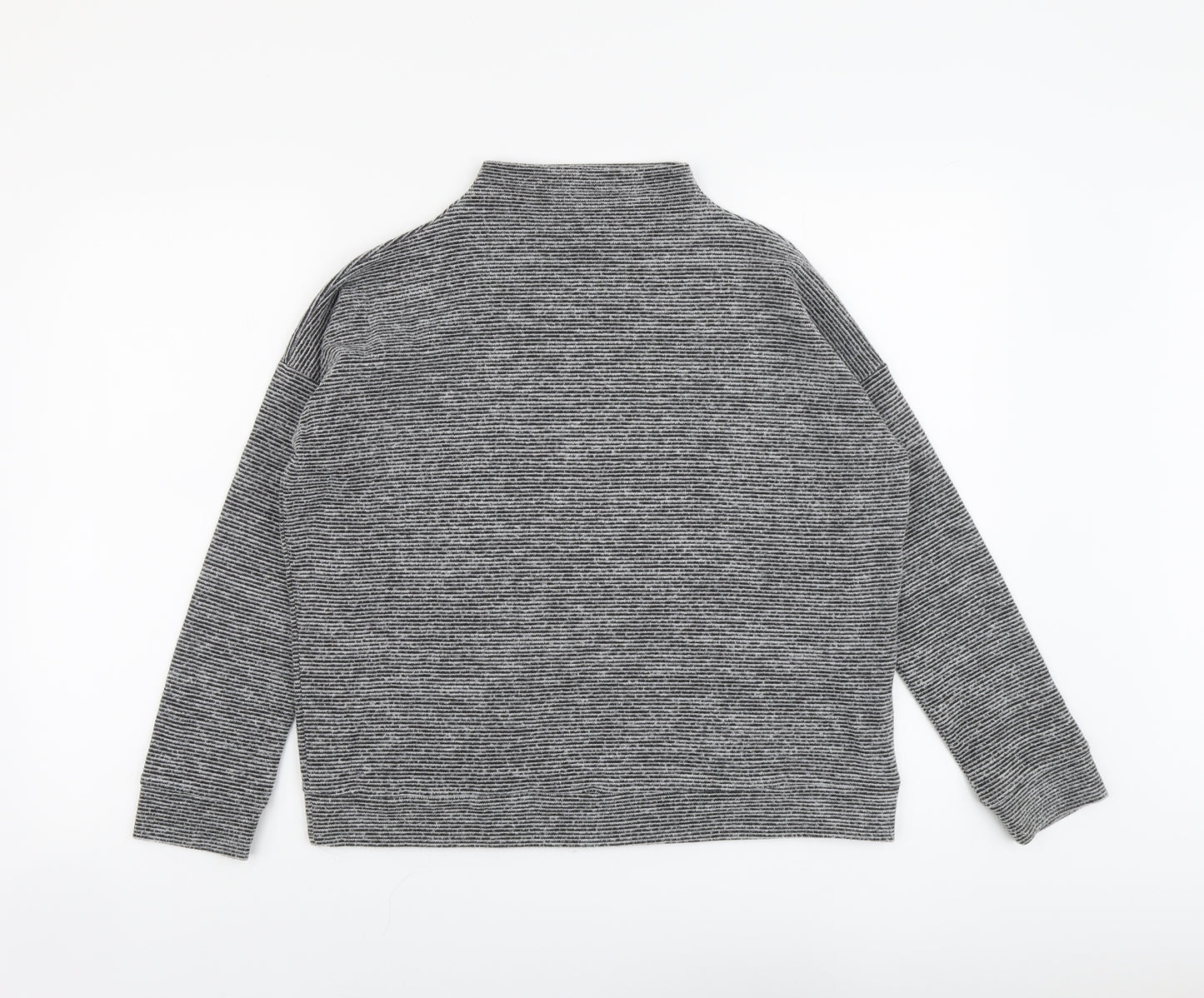 New Look Womens Grey High Neck Striped Polyester Pullover Jumper Size S