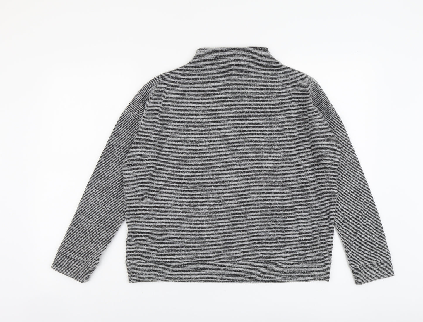 New Look Womens Grey High Neck Striped Polyester Pullover Jumper Size S