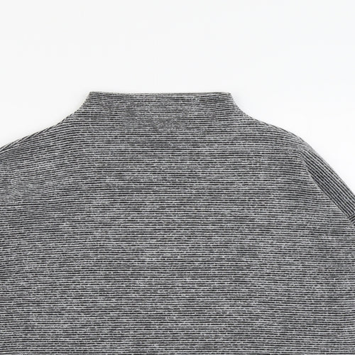 New Look Womens Grey High Neck Striped Polyester Pullover Jumper Size S