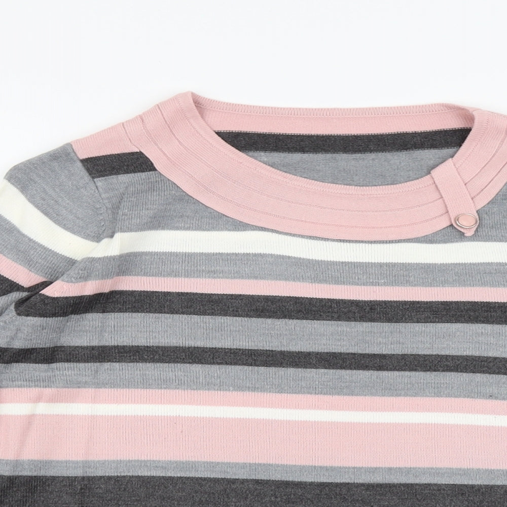 Preworn Womens Multicoloured Round Neck Striped Acrylic Pullover Jumper Size S