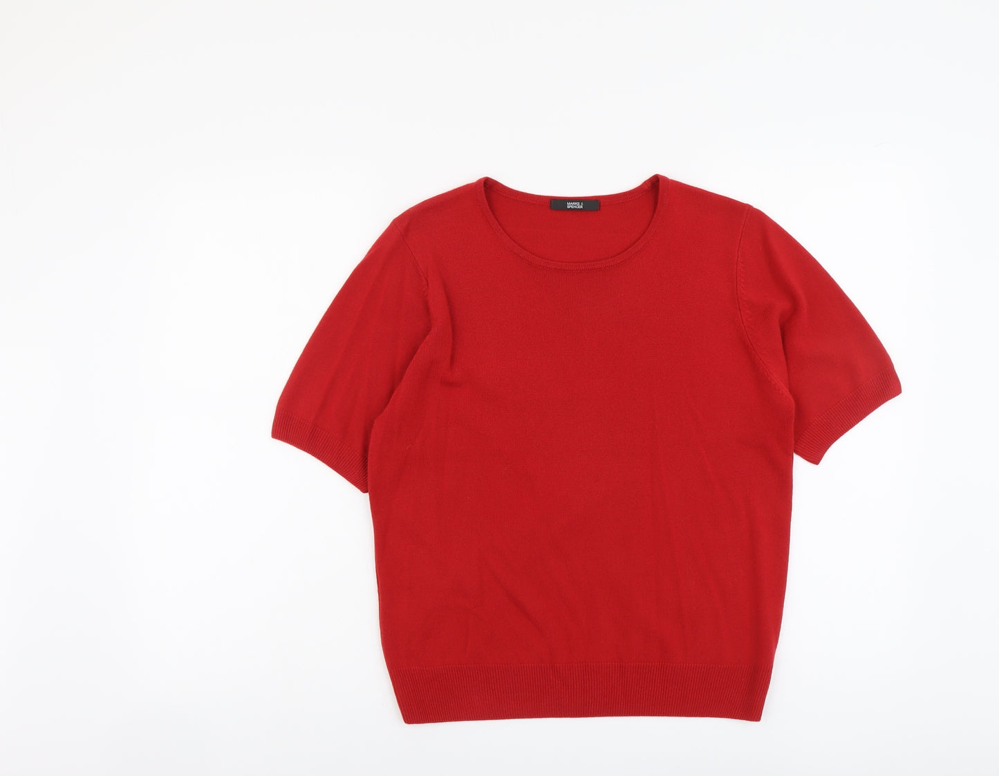 Marks and Spencer Womens Red Round Neck Acrylic Pullover Jumper Size 14