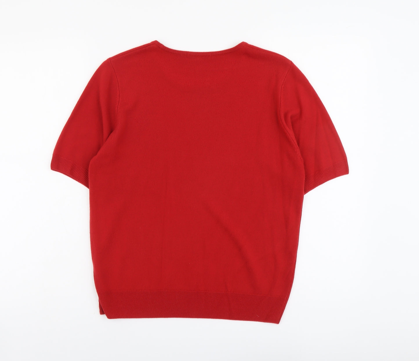 Marks and Spencer Womens Red Round Neck Acrylic Pullover Jumper Size 14