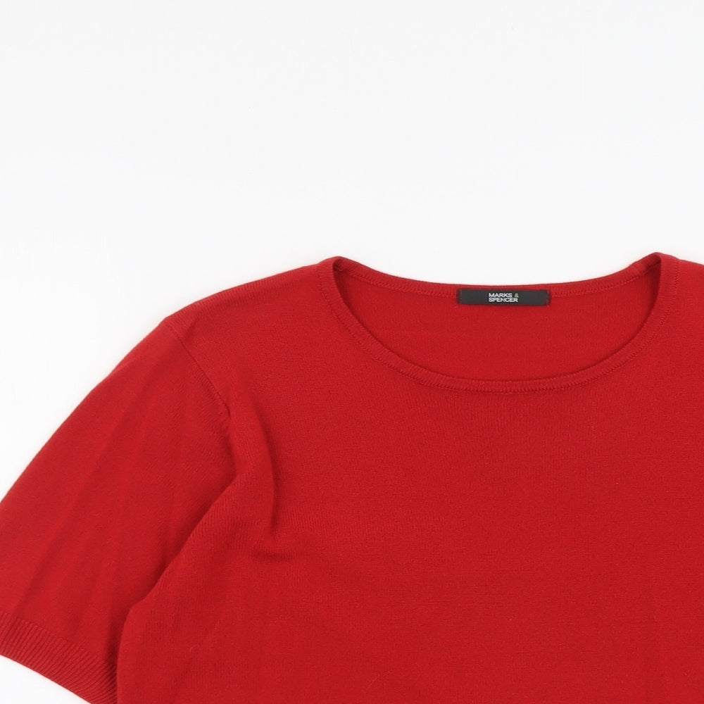Marks and Spencer Womens Red Round Neck Acrylic Pullover Jumper Size 14