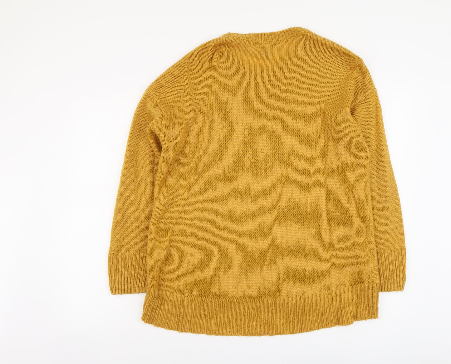 New Look Womens Yellow Round Neck Acrylic Pullover Jumper Size L