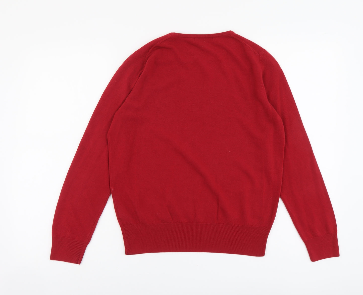 Marks and Spencer Womens Red Round Neck Acrylic Pullover Jumper Size 14
