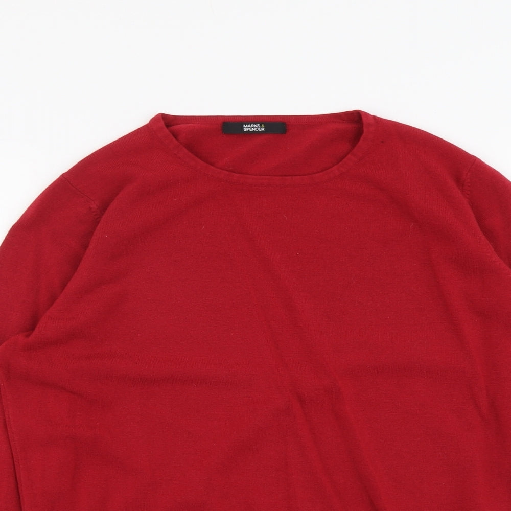 Marks and Spencer Womens Red Round Neck Acrylic Pullover Jumper Size 14