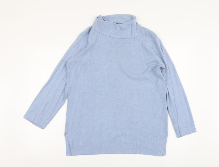 Marks and Spencer Womens Blue Roll Neck Modal Pullover Jumper Size 12