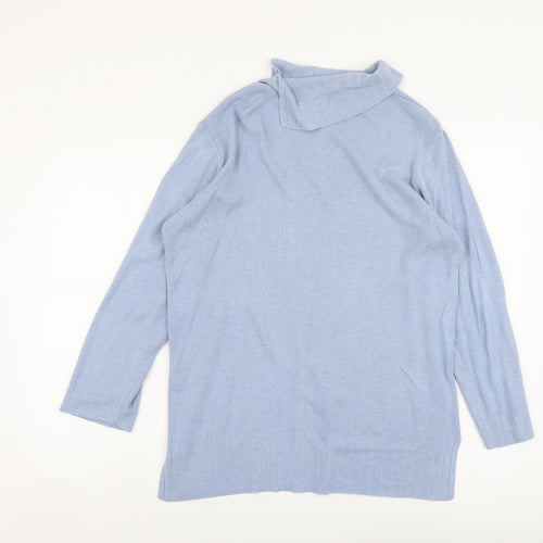 Marks and Spencer Womens Blue Roll Neck Modal Pullover Jumper Size 12