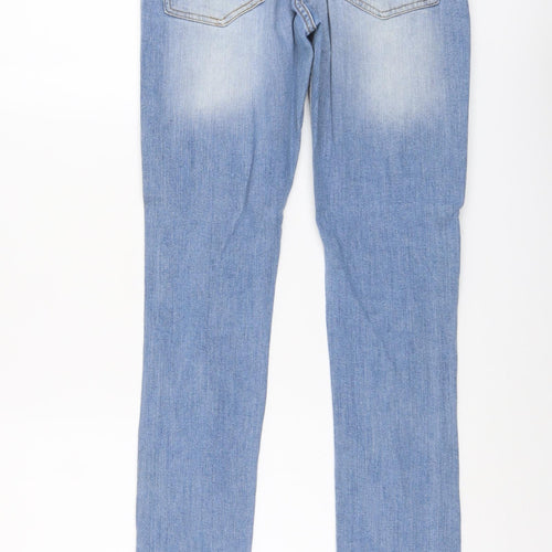 H&M Womens Blue Cotton Skinny Jeans Size 4 L31 in Regular Button
