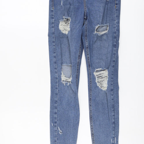 Topshop Womens Blue Cotton Skinny Jeans Size 23 in L26 in Regular Button