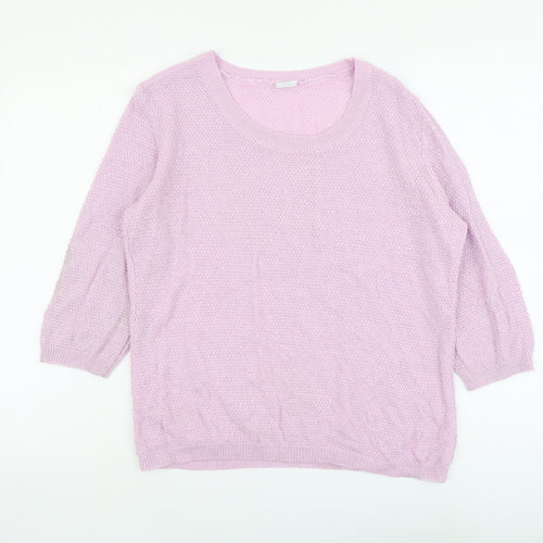 Preworn Womens Purple Scoop Neck Polyester Pullover Jumper Size 16