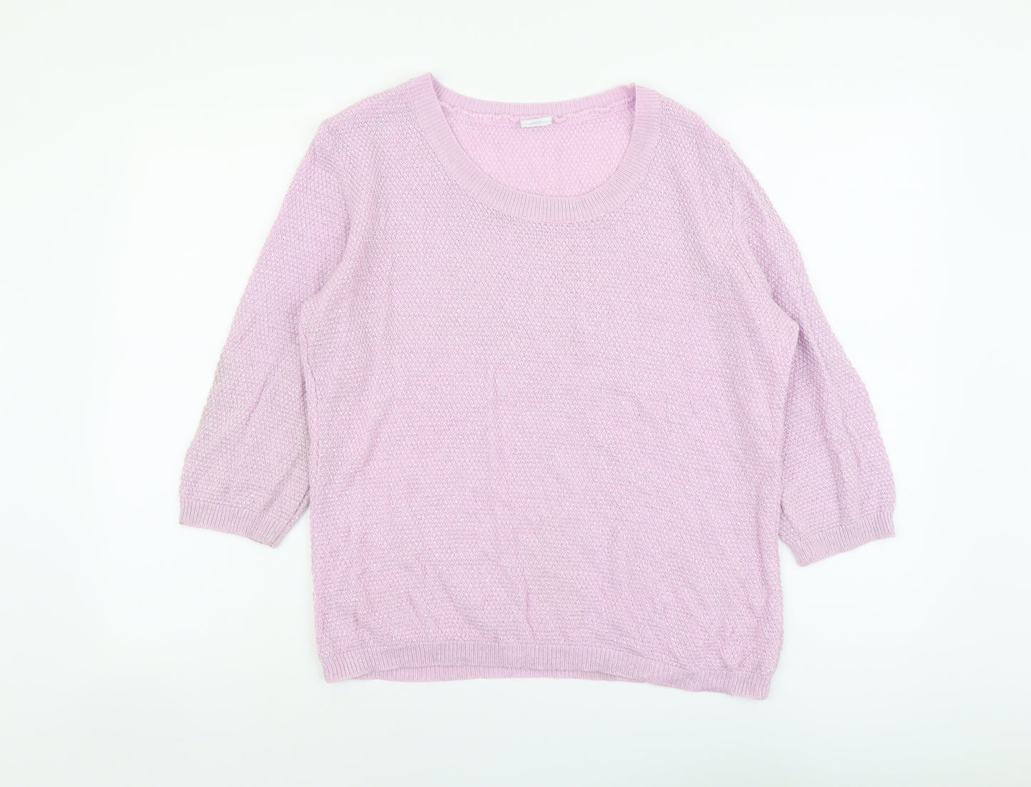 Preworn Womens Purple Scoop Neck Polyester Pullover Jumper Size 16