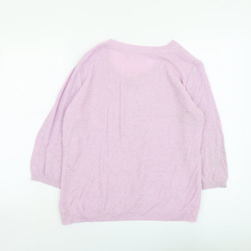 Preworn Womens Purple Scoop Neck Polyester Pullover Jumper Size 16