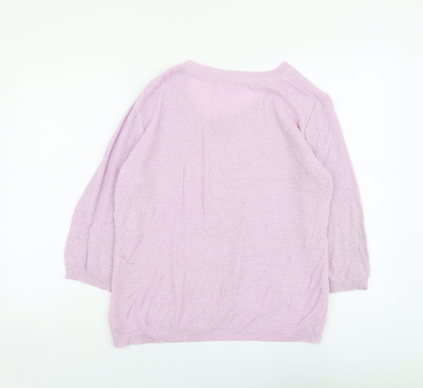 Preworn Womens Purple Scoop Neck Polyester Pullover Jumper Size 16