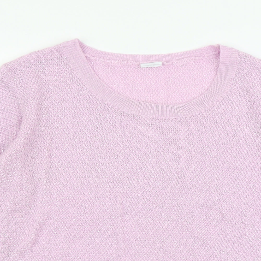 Preworn Womens Purple Scoop Neck Polyester Pullover Jumper Size 16