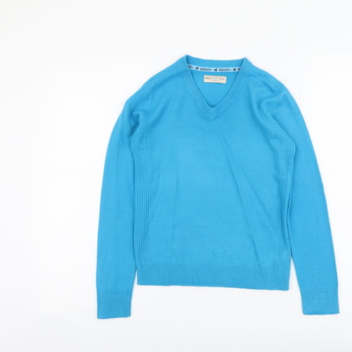 Indigo Girls Blue V-Neck Acrylic Pullover Jumper Size 9-10 Years Pullover