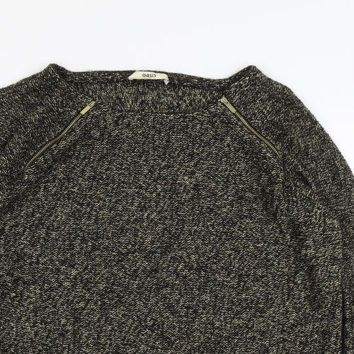 Oasis Womens Black Scoop Neck Acrylic Pullover Jumper Size M