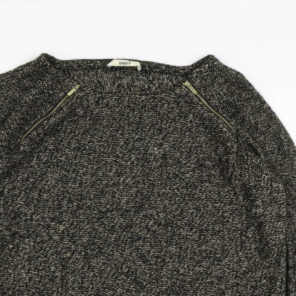 Oasis Womens Black Scoop Neck Acrylic Pullover Jumper Size M