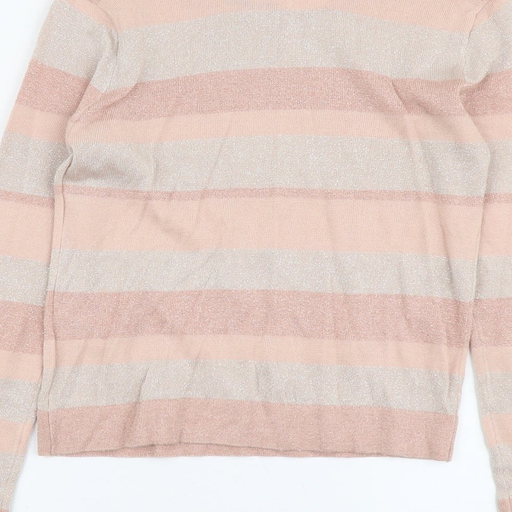 Atmosphere Womens Pink Round Neck Striped Acrylic Pullover Jumper Size 8
