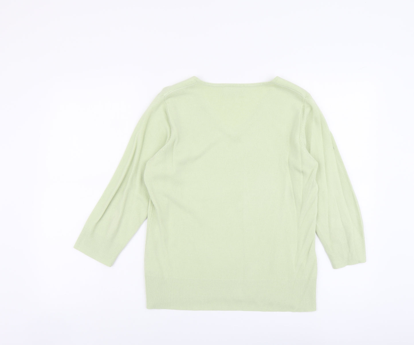 BHS Womens Green V-Neck Acrylic Pullover Jumper Size 14